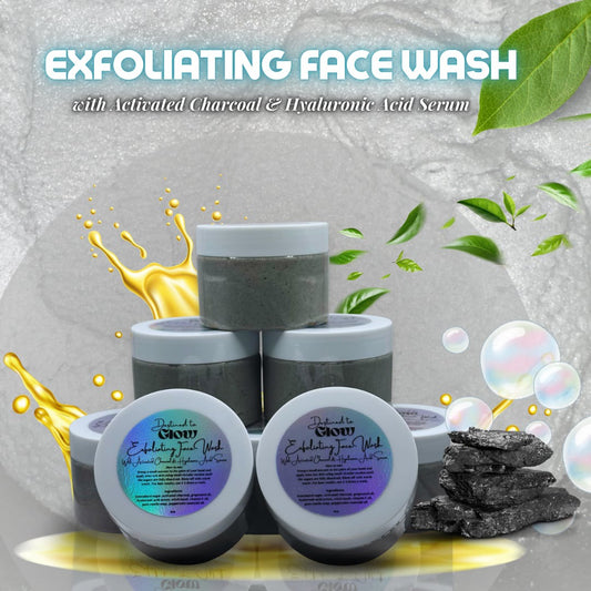 Exfoliating Face Wash with Activated Charcoal & Hyaluronic Acid Serum